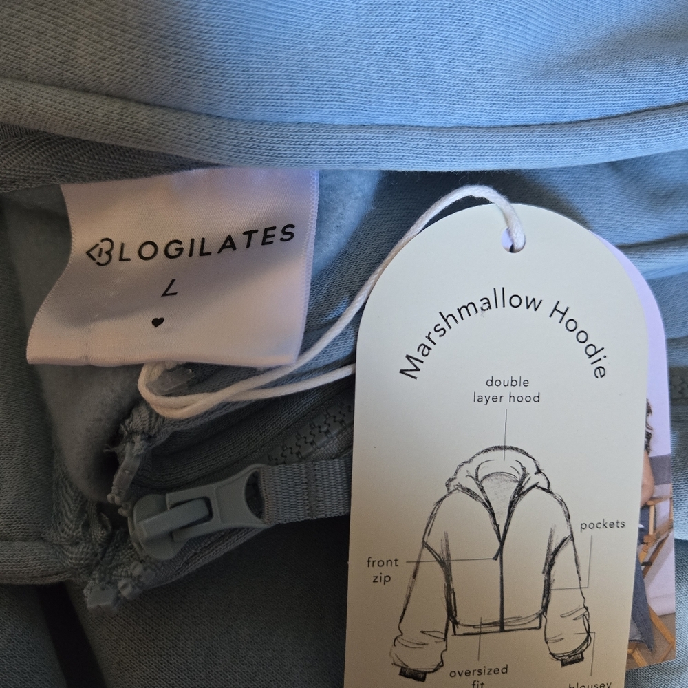 NWT Blogilates Marshmallow Full Zip Hoodie - Blue - Picture 6 of 6